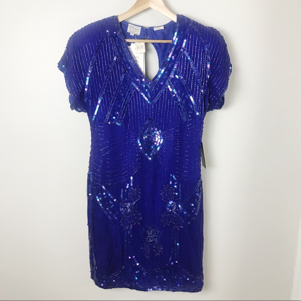 Vintage | Silk Beaded Sequin Cocktail Party Dress